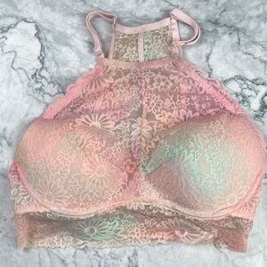 Victoria's Secret Floral Lace Bralette - Pink and Green